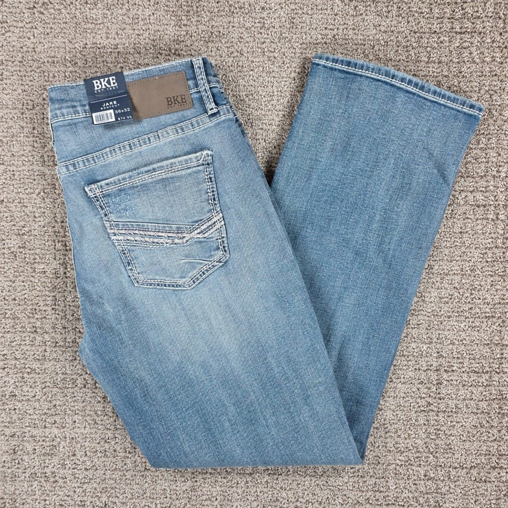 BKE Jake Bootcut Jeans Mens 36x32 Blue Performance Stretch Mid Rise